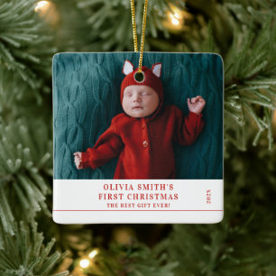 Ornement En Céramique Le premier Noël de bébé Annonce des statistiques