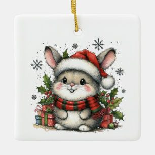 Ornement En Céramique Le premier Noël de bébé avec un lapin mignon et de
