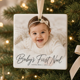 Ornement En Céramique Le premier Noël de bébé Photo Nom Premier Noël