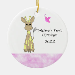 Ornement En Céramique Le premier Noël du bébé girafe