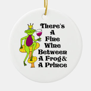 Ornement En Céramique Le prince de vin "vin fin entre la grenouille et