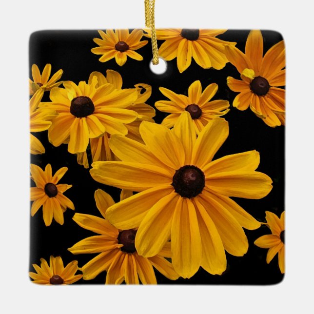 Ornement En Céramique Le Rudbeckia Susan observée par noir fleurit (Devant)