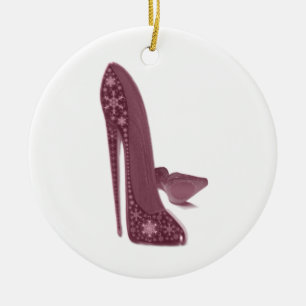 Ornement En Céramique Le talon haut stylet de Noël chausse l'art