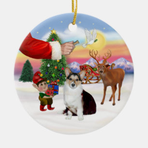 Ornement En Céramique Le Traitement de Père Noël - Welsh Corgi (tri cou
