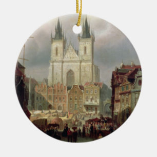 Ornement En Céramique Le vieux marché à Prague, 1881 (huile sur le canva