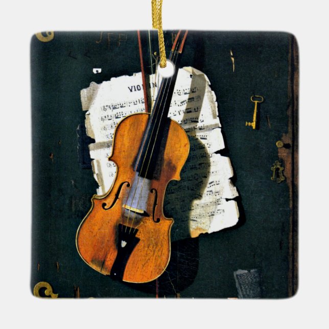 Ornement En Céramique Le Vieux Violon, beau tableau d'art (Devant)