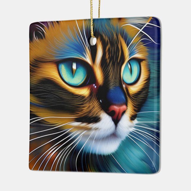 Ornement En Céramique Le visage d'un mignon Lynx pointe Siamese (Gauche)