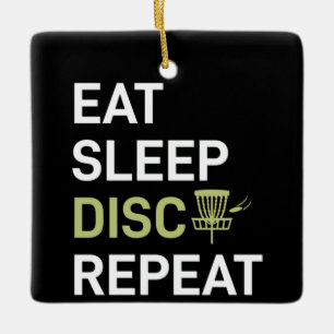 Ornement En Céramique Lecteur de golf sur disque   Eat Sleep Disk Golf R