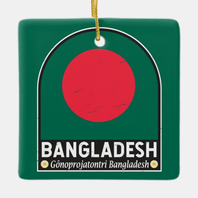 Ornement En Céramique L'emblème du drapeau du Bangladesh est Vintage (Devant)