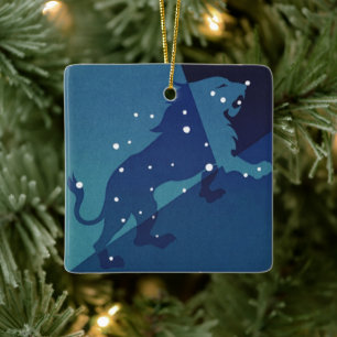 Ornement En Céramique Leo Lion Constellation Astrologie Zodiaque Vintage