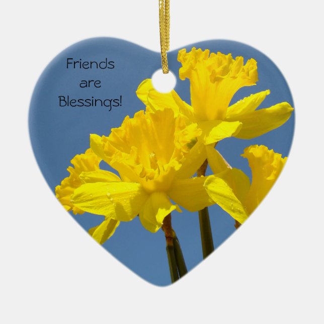 Ornement En Céramique Les amis sont des bénédictions ! jonquilles de (Devant)