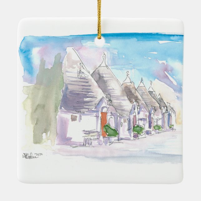 Ornement En Céramique Les bâtiments Trulli d'Alberobello Bari Italie (Dos)