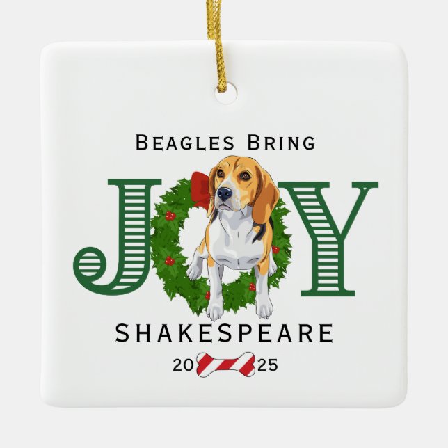 Ornement En Céramique Les beagles apportent la joie (Devant)