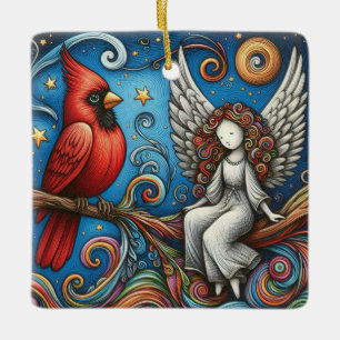 Ornement En Céramique Les cardinaux apparaissent quand les anges sont pr