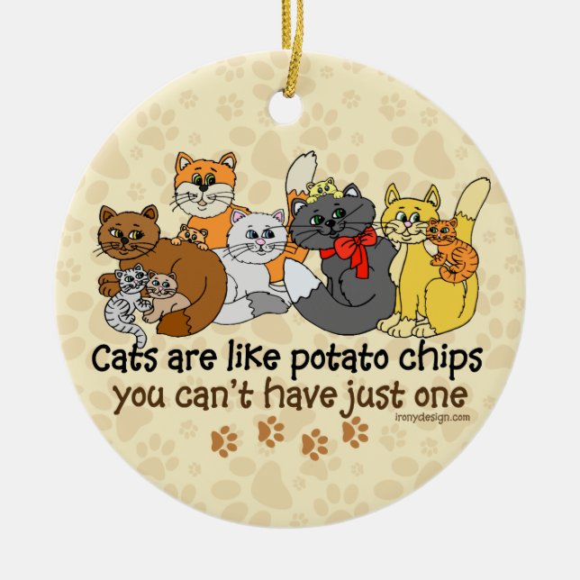 Ornement En Céramique Les chats sont comme l'humour de pommes chips (Devant)