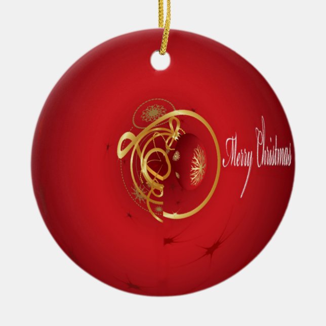 Ornement En Céramique Les cloches de Noël rouges Jingle ont un beau jour (Devant)