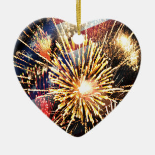 Ornement En Céramique Les Etats-Unis diminuent et des feux d'artifice