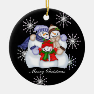 Ornement En Céramique Les flocons de neige de Noël de Snowman