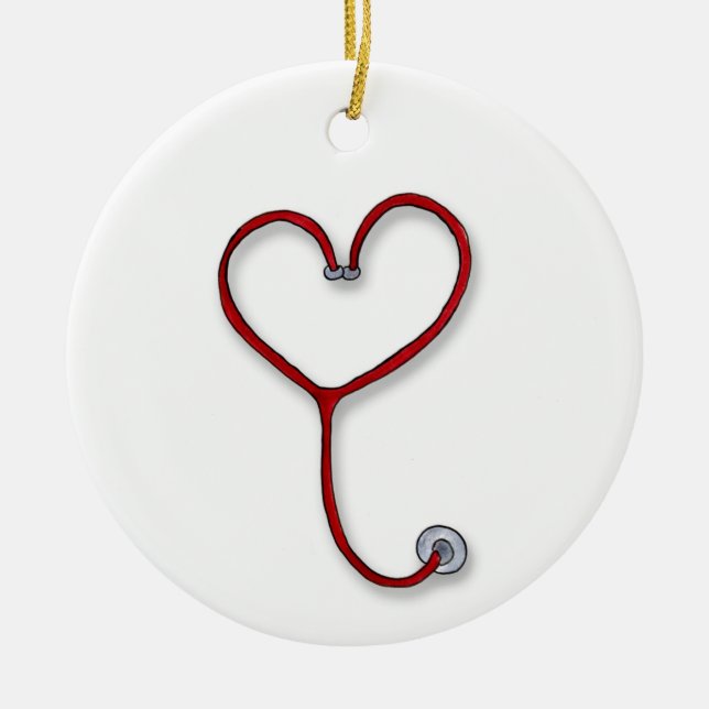 Ornement En Céramique Les infirmières s'inquiètent avec le coeur - (Devant)