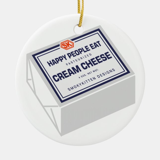 Ornement En Céramique Les personnes heureuses mangent du fromage fondu (Devant)