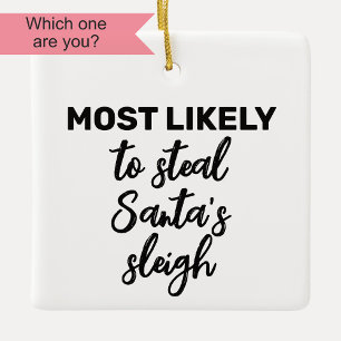 Ornement En Céramique Les plus susceptibles de voler Père Noël Sleigh