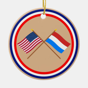 Ornement En Céramique Les USA et drapeaux croisés par Luxembourg