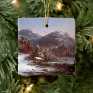 Ornement En Céramique L'hiver dans les montagnes, arbre de Noël