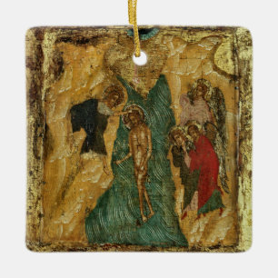 Ornement En Céramique L'icône orthodoxe chrétienne du baptême du Christ
