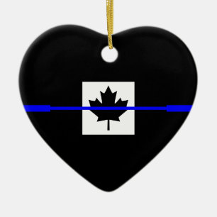 Ornement En Céramique Ligne Bleue fine sur la conception du drapeau cana