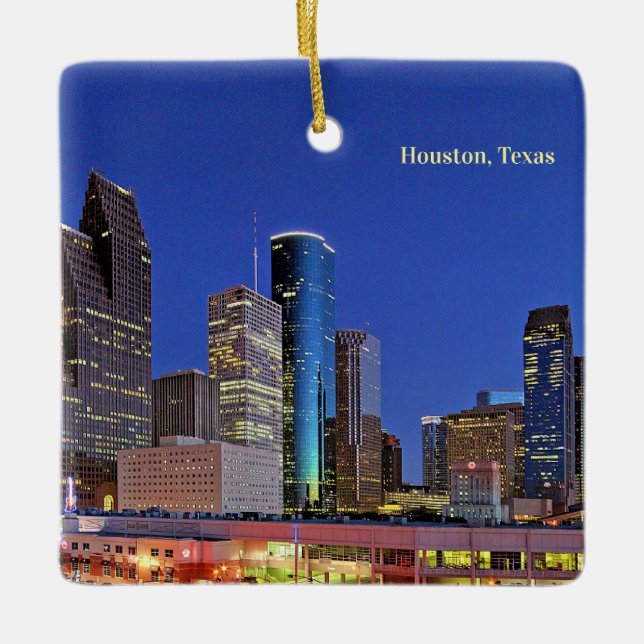 Ornement En Céramique Ligne d'horizon de Houston, Texas (Devant)