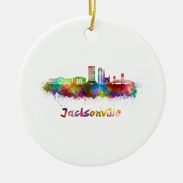 Ornement En Céramique Ligne d'horizon V2 de Jacksonville en aquarelle (Devant)