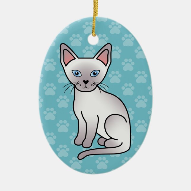 Ornement En Céramique Lilac Point Siamese Reproduisent Dessin de chat de (Devant)