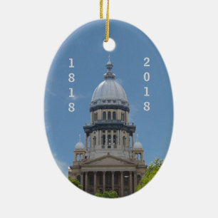 Ornement En Céramique Lincoln Illinois Capitol Bicentennial