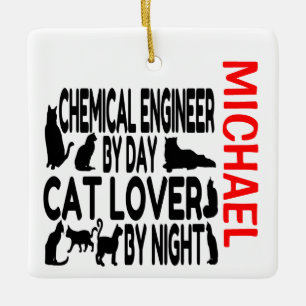 Ornement En Céramique L'ingénieur chimique aime les chats PERSONNALISÉS