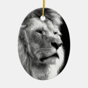 Ornement En Céramique Lion noir blanc
