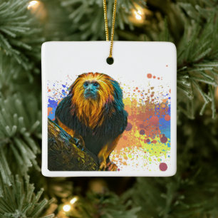 Ornement En Céramique Lion Tamarin à tête dorée
