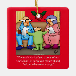 Ornement En Céramique Liste de Noël Humour