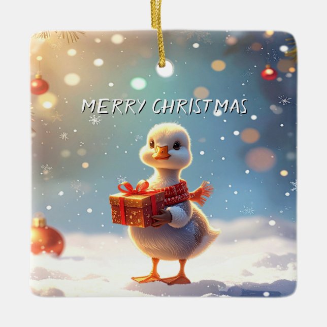 Ornement En Céramique Little Duck Christmas Holiday Ornament (Devant)