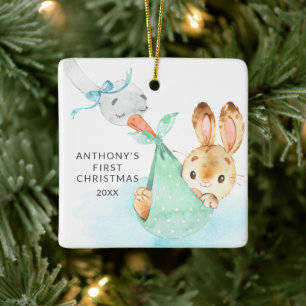 Ornement En Céramique Livraison spéciale Baby's First Christmas Bunny