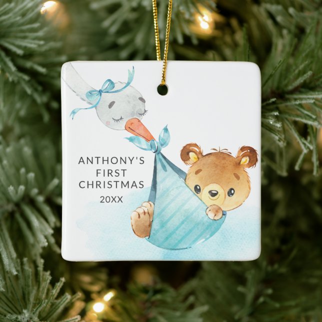Ornement En Céramique Livraison spéciale Premier ours de Noël du bébé (Arbre)