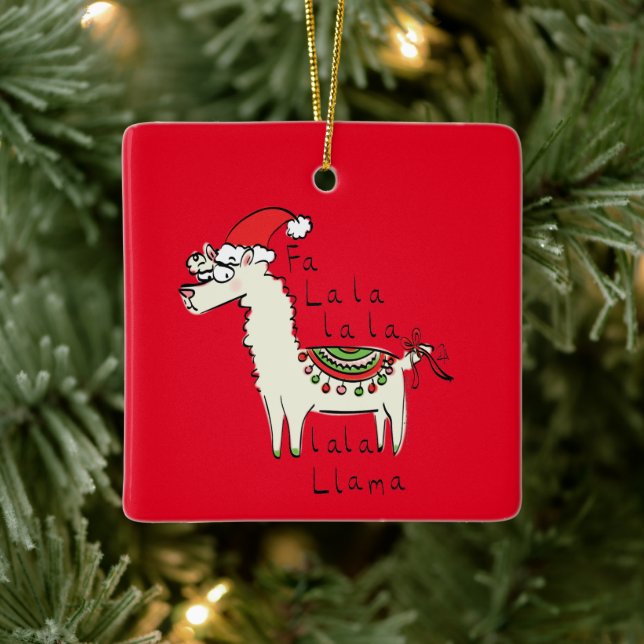 Ornement En Céramique Llama Cute Drôle Noël Vacances (Arbre)