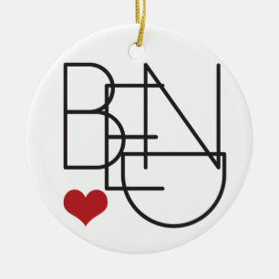 Ornement En Céramique Logo de coeur de mot de l'Orégon de courbure