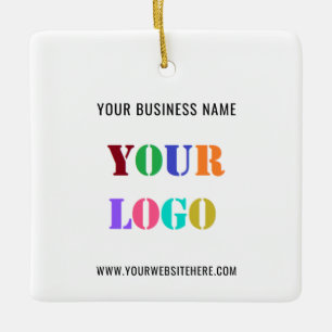 Ornement En Céramique Logo de l'entreprise Texte de votre entreprise