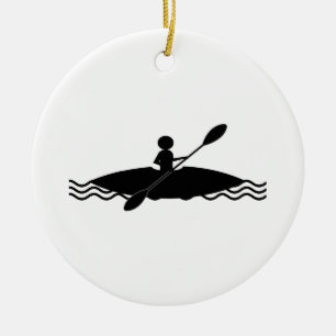 Ornement En Céramique Logo d'homme de bâton de kayak