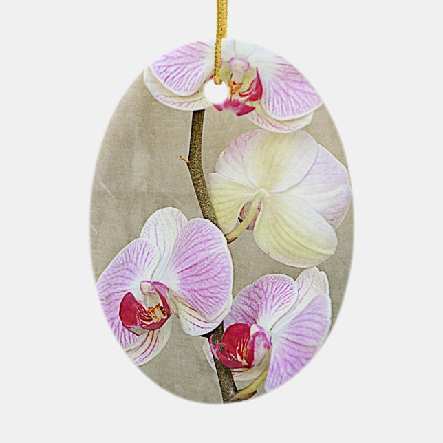 Ornement En Céramique L'orchidée fleurit l'ornement (Devant)