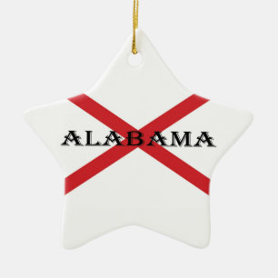 Ornement En Céramique L'ornement de l'Alabama et de l'étoile du drapeau