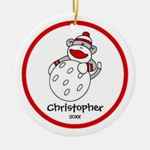 Ornement En Céramique L'Ornement de Noël du Garçon de Golf de Singe de S