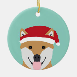 Ornement En Céramique L'ornement des chiens de Noël - Chien de Noël shib