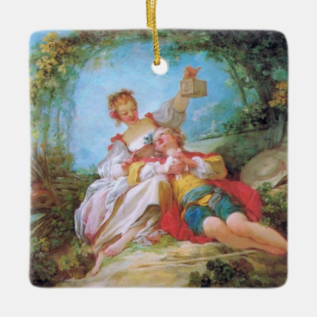 Ornement En Céramique L'ornement porcelaine des amoureux heureux (Devant)