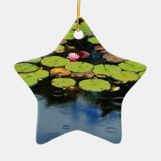 Ornement En Céramique Lotus rose en pluie (Devant)